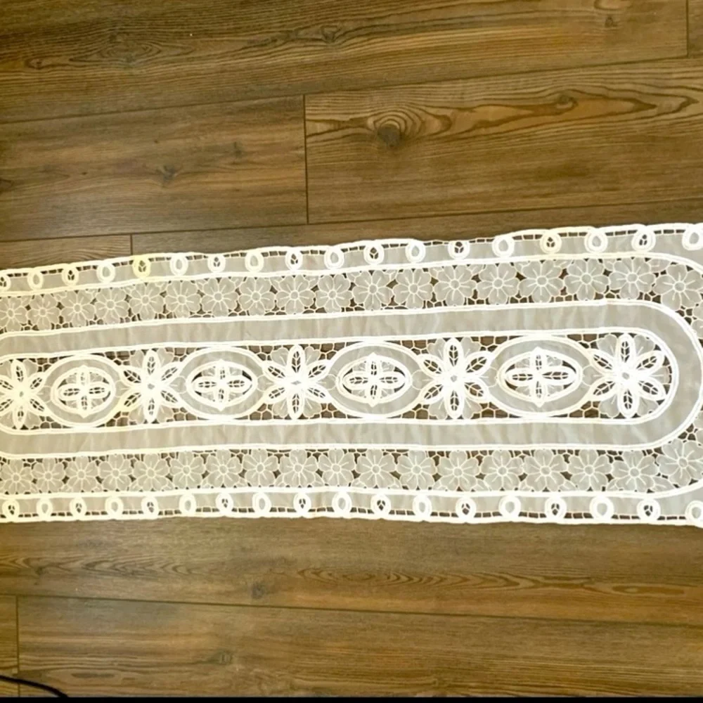 Elegant White Lace Table Runner